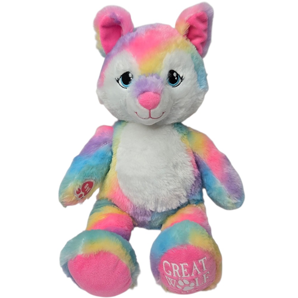 Build-A-Bear Workshop Rainbow Striped Wolf Plush‎ Great Wolf Lodge Exclusive 12"